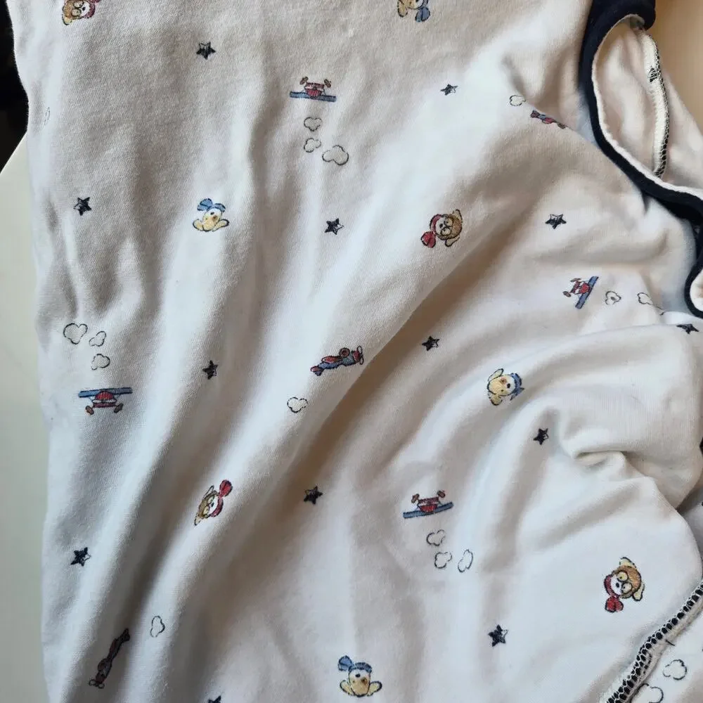 Vintage Le Top Baby Bunting Size 0-6 Months Newborn Puppy Dog Velvet Sack Navy